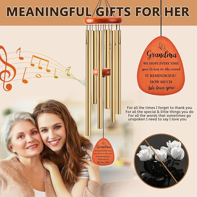 Grandma Gifts, 32" Wind Chimes Gifts for Grandma Nana from Grandkids, Grandma Birthday Gift, Meaningful Gift for Mothers Day Birthday Thanksgiving Christmas