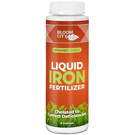 Bloom City's Organic Liquid Iron - Liquid Iron for Lawn - Chelated Iron for Plants, 1/2 Pint (8 oz)