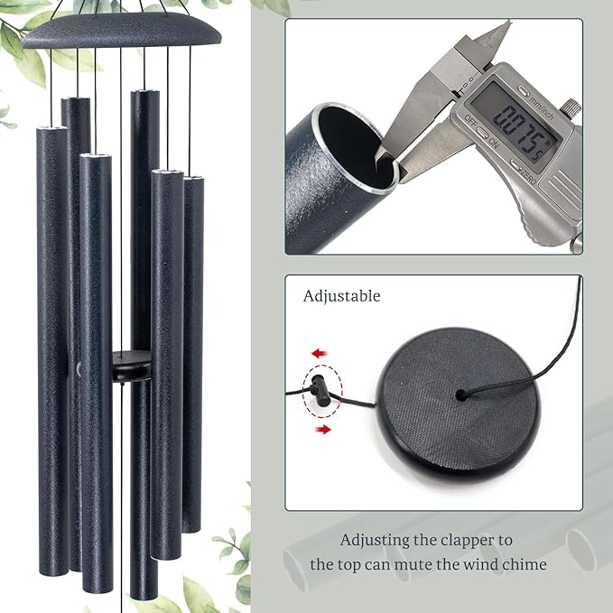 ASTARIN 45-Inch Wind Chimes for Outdoors,Memorial Wind Chimes Large with 6 Heavy Tubes, Gift for Mom Women Grandma Neighbors,Large Deep Tone for Garden Hanging Decor, Sympathy Gifts,Midnight Blue