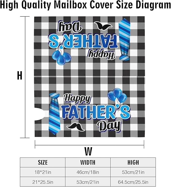Happy Father's Day Mailbox Covers, Black Buffalo Plaid Outdoor Magnetic Mailbox Cover, Best Dad Ever 21 x 18 in Mail Box Covers for Garden Yard Decor