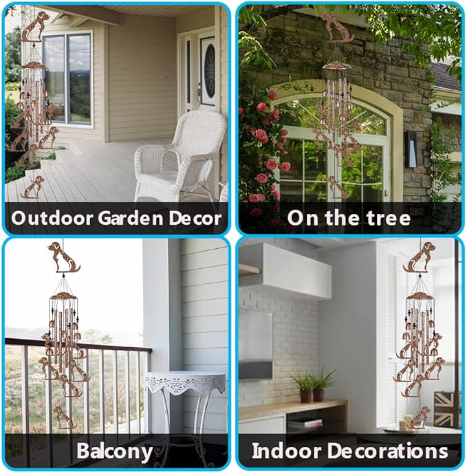 37" Dogs Wind Chimes for Garden,Home,Balcony,Yard,Outdoor Decor, Sympathy Wind Chimes, Wind Catcher, Dog Lovers Chimes,Blessing Wind Bell,Dog Decoration Gifts for Mom, Grandma, Family, Women, Friend