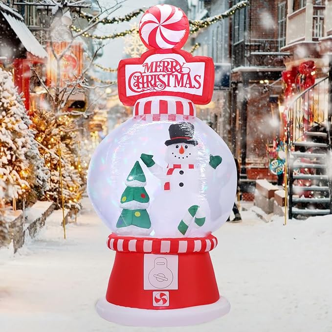 Christmas Inflatables Outdoor Decoration Giant Christmas Blow Up Yard Decorations Inflatable Globe with Snowman Santa Tree Outdoor Indoor Blow Up LED Light Yard Lawn Garden Home Party Decor