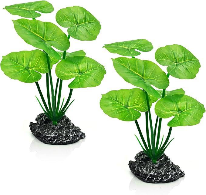 Artificial Fish Tank Decorations Plants, Aquarium Decor Plant Plastic Realistic Silk Plants for Fish Tank Betta Leaf Pad Hammock for Small Tank, Goldfish, Reptiles