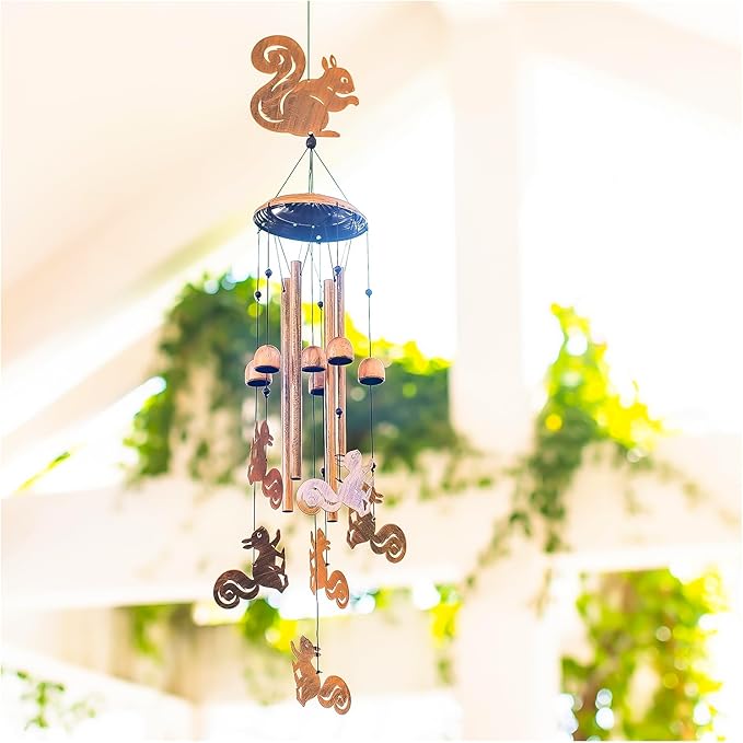 Squirrel Wind Chimes for Outside,Squirrel Gifts for Women Men/Memorial Gift/Sympathy Gift/Birthday Gifts Metal windchimes Outdoors/Indoors,Garden Decor,Patio,Home,Porch,Yard Decorations