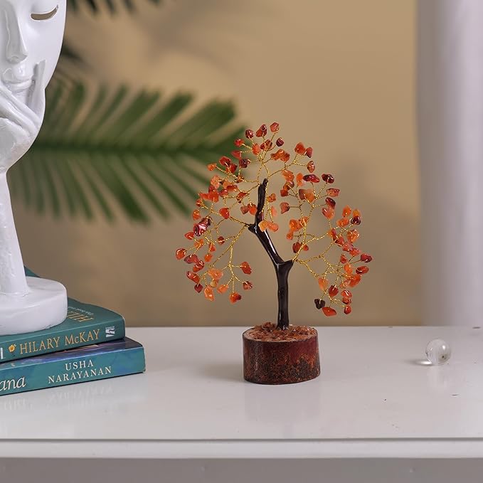 Carnelian Money Tree - Carnelian Crystal Gem Tree for Good Luck & Feng Shui - Spiritual Item