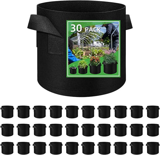 30 Pack 10 Gallon Plant Grow Bags, Breathable Felt Non-Woven Aeration Fabric Plant Grow Pots, Garden Planting Containers for Nursery Vegetable Flower Grow Bags with Handles (15.7x11.8inch)