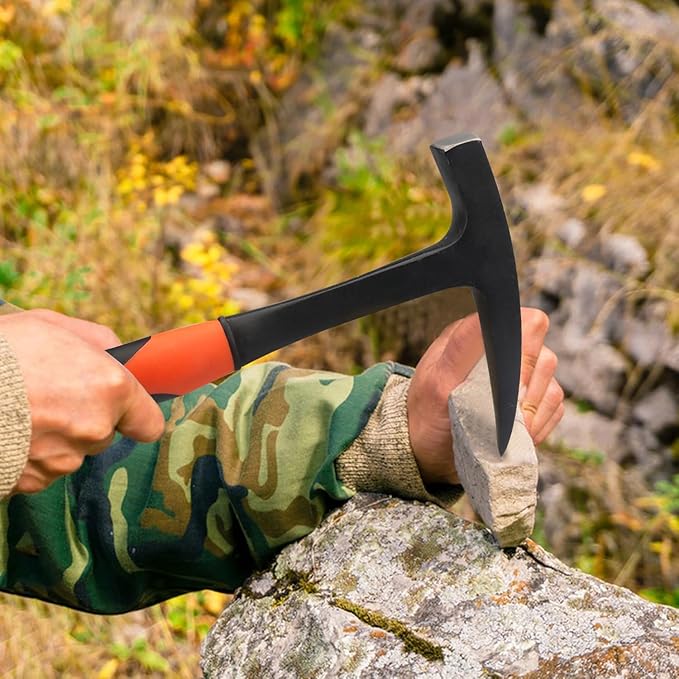 28 oz Rock Pick Hammer, 12 Inch All Steel Rock Pick Hammer, by GENHAKON.