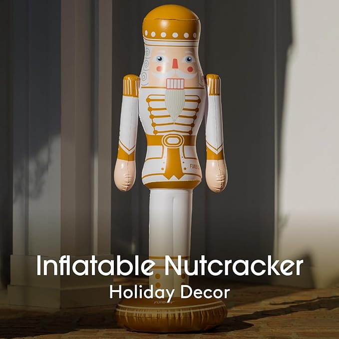 FUNBOY Gold Inflatable Nutcracker – 3.5ft Tall Indoor/Outdoor Holiday Decoration – Christmas Yard & Porch Decor