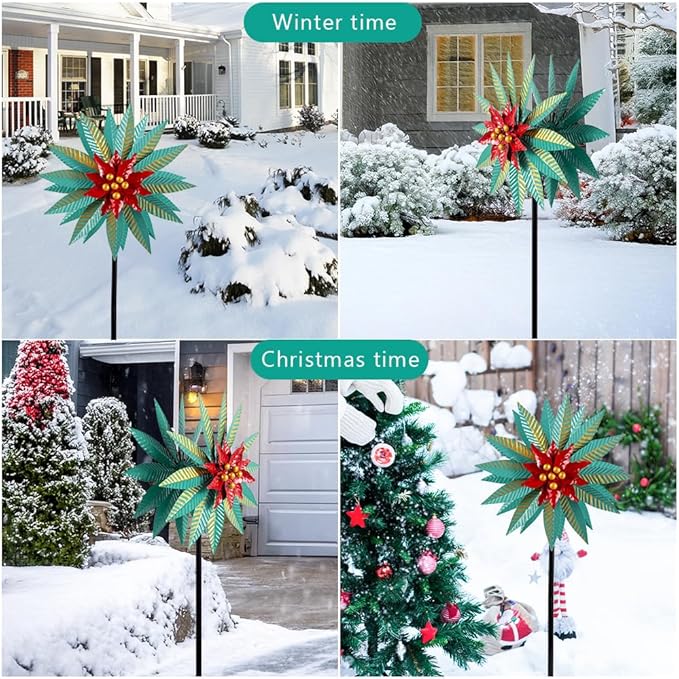 Christmas Wind Spinners Outdoor,57.9 Inches Metal Wind Spinners for Yard and Garden Xmas Windmill for Patio,Lawn & Yard