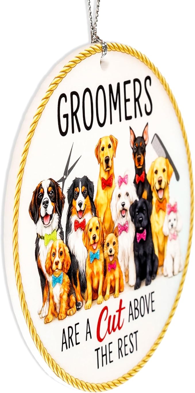 Groomer Ornament – Pet Groomer Christmas Ornament – Groomer Appreciation Card Xmas Gift – Pet Groomer Holiday Ornament – White Elephant Gifts - Xmas Tree Funny Decoration Dog Lover