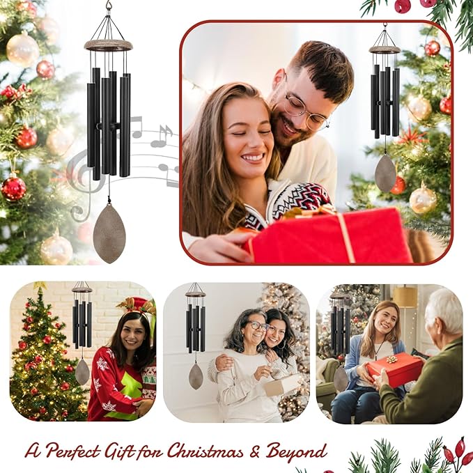 ASTARIN Wind Chimes for Outside, All Metal Tuned Wind Chime Outdoors, Sympathy & Memorial Wind Chimes for Mom Dad, Leaf Design, Box Included