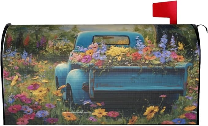 Spring Truck Mailbox Covers Magnetic Letterbox Covers 21x18 Inch for Garden Outdoor Decoration