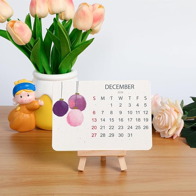 Eco-Friendly Plantable Love Seed Calendar 2026, Month Biodegradable Seed Paper Planner with Wildflower, Herb & Fruit Seeds for Home Decor and Adding Nature