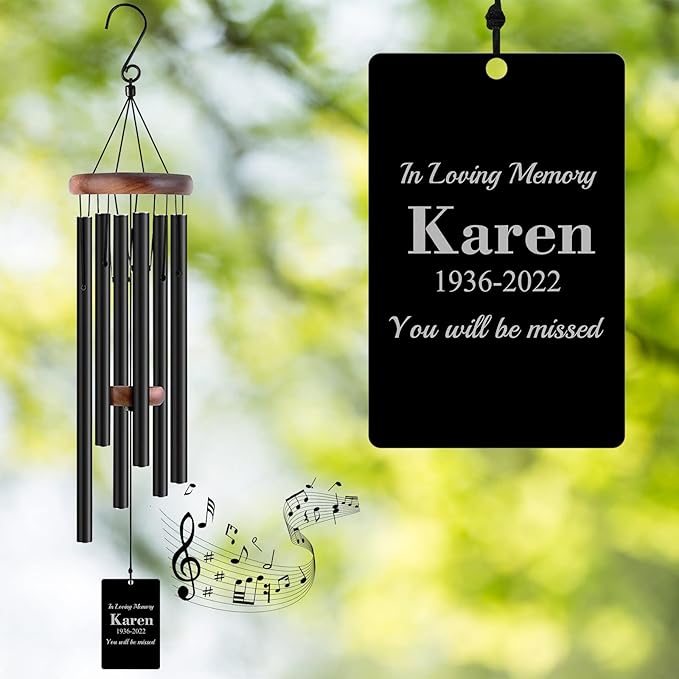 Memorial Wind Chimes Engraved Personalized Wind Chimes for Loss of Loved One,Sympathy Wind Chimes for Outside,Bereavement/Remembrancegifts for Loss of Mother Father
