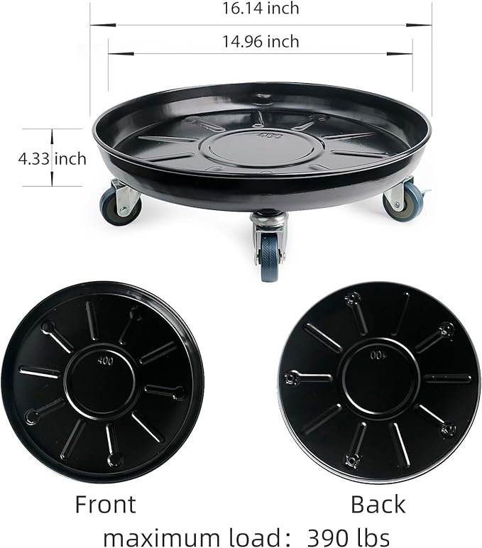 Choclaif Plant Caddy with Wheels,2 Pack Black Heavy Duty Plant Stand with Universal Wheels,Round Pot Trolley for Indoor Outdoor (16)