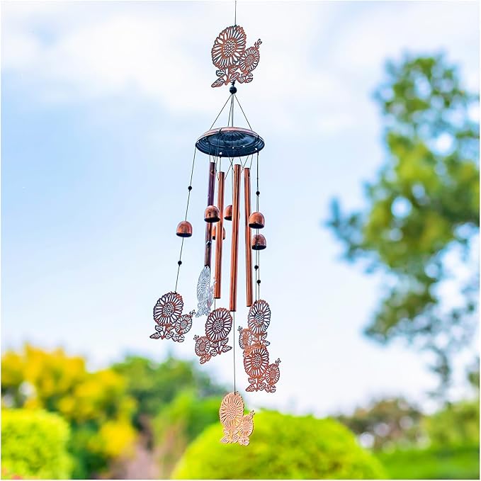 Sunflower Wind Chimes Outdoor Sunflower Gifts for Women Mom Men Dad Unique Birthday Gifts Metal Flower WindChimes for Outside/Indoors, Patio, Lawn, Yard, Home Decor, Outdoor Decor, Garden Decoration