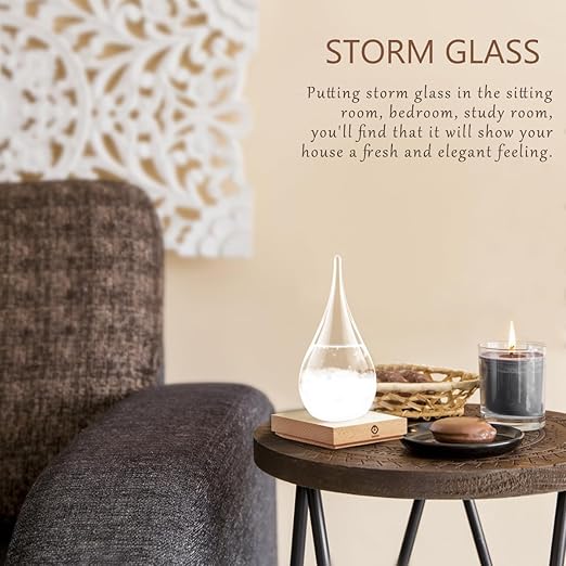 Storm Glass Weather Predictor,Christmas Snow Globe Storm Glass Barometer Weather Predictor, Home and Office Decorative Glass Bottles, Christmas Unique Gifts for Her (L)