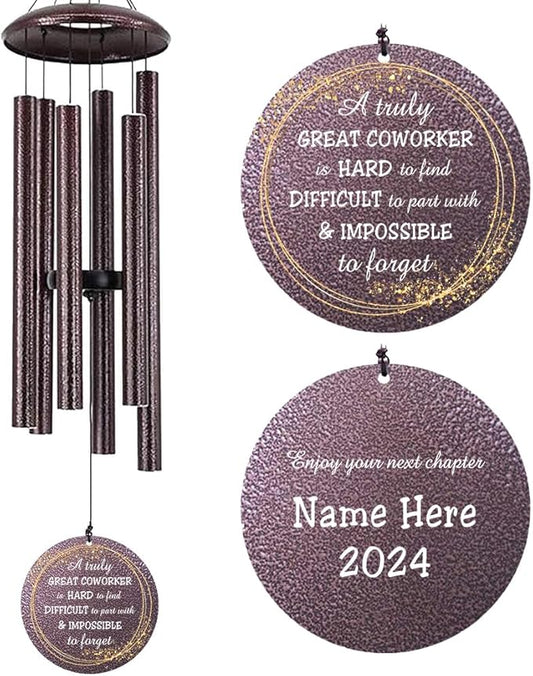 Retirement Wind Chime Personalized, Retirement Gifts of 2024, Best Gifts for Retirement, Deep Tone Wind Chimes Happy Retirement Life, Decorative Wind Chimes Outdoor, Product in USA