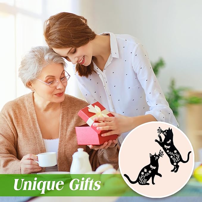 Christmas Gifts for Women Cat Metal Decorative Garden Stakes Cat Unique Gifts for Men Silhouette Statues for Yard Art, Outside, Patio, Outdoor Decor, Garden Decorations, Lawn Ornaments