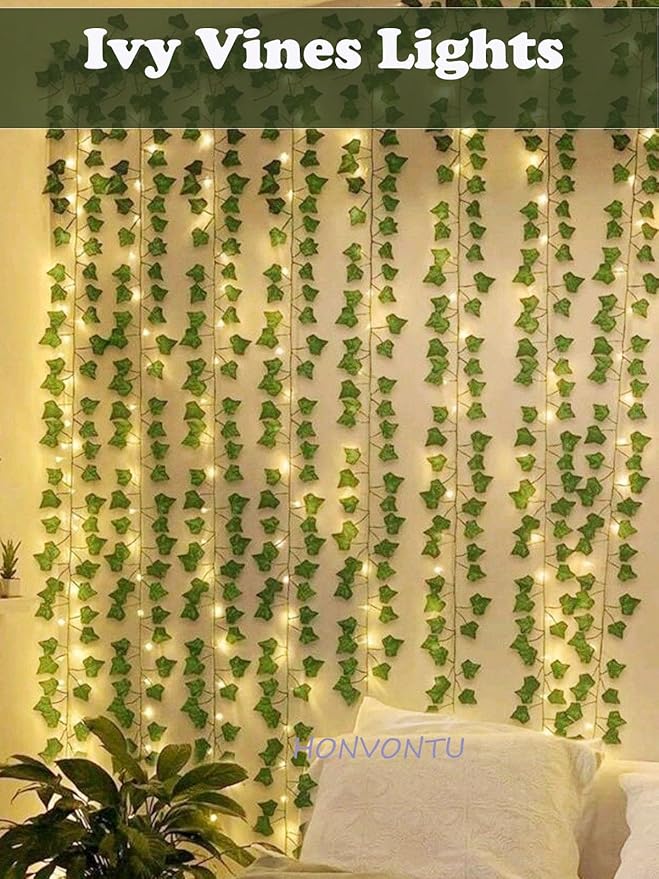 24 Pack 174 FT Artificial Ivy Garland, Fake Vines UV Resistant Greenery Leaves Faux Leaf Plants Hanging Aesthetic Forest Jungle Vines for Home Bedroom Party Garden Wall Room Décor