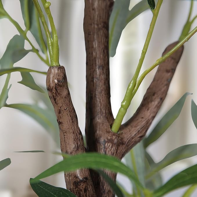 7FT Artificial Olive Tree, Tall Faux Olive Trees 84in Outdoor Fake Potted Silk Plant with Trunk and Realistic 1048 Leaves and 40 Fruits for Modern Office Home Decor Indoor 2Pack
