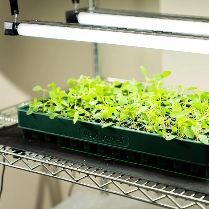 Vego garden 10" x 20" 76 Cells Seed Starter Tray Stackable Seedling Starting Germination Trays for Plants Planting Vegetables Herbs Flowers, 4 Sets