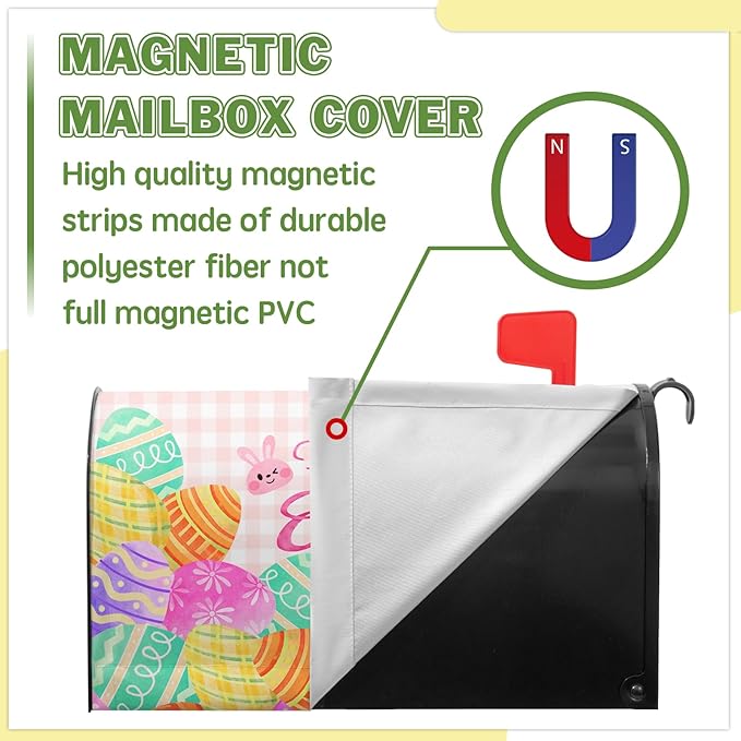 Easter Mailbox Covers Magnetic Standard Size 21x18 Inch - Colorful Eggs Mailbox Cover - for Outdoor Garden Decor