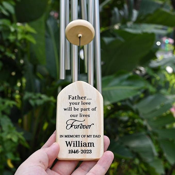 Memorial Wind Chimes for Loss of Father - Sympathy Gift for Dad - Bereavement and in Loving Memory Gifts