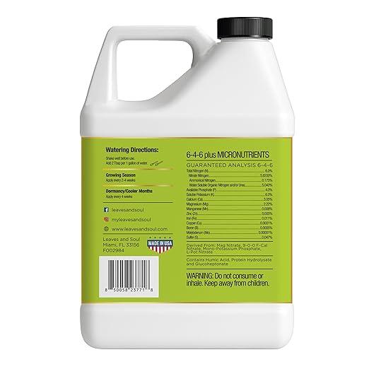 Leaves and Soul Professional Lime Tree Fertilizer Liquid Concentrate - 6-4-6 Blend for Fruit Tree Fertilizer, Garden - Liquid Plant Food for Lime Trees in Pots or Outdoors - 32oz