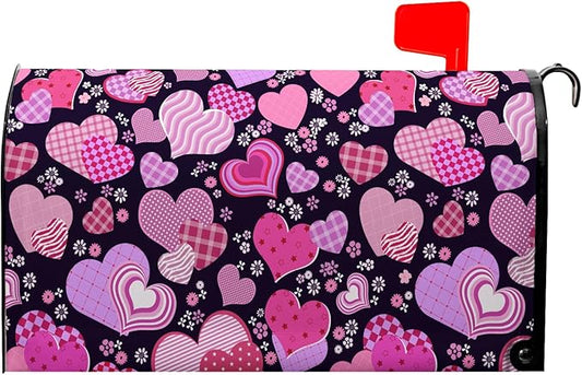 Happy Valentines Mailbox Covers Magnetic Standard Size 21x18 inch Red Pink Love Heart Mail Box Post Letter Box Cover for Home Outdoor Garden Yard Decor