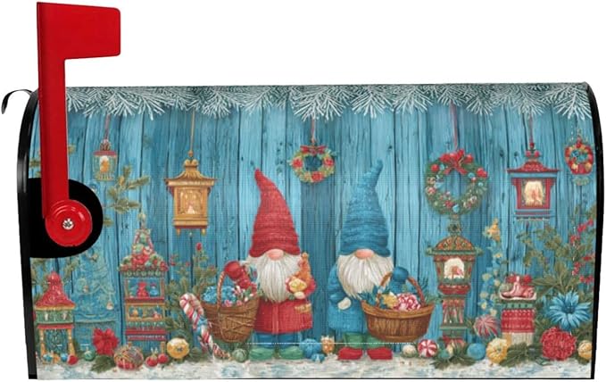 Christmas Gnomes Mailbox Covers Magnetic Letterbox Covers 21x18 Inch for Garden Outdoor Decoration