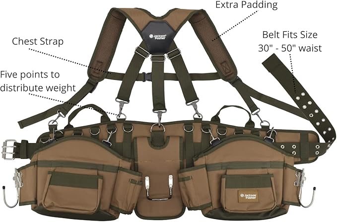 JACKSON PALMER Professional Tool Belt - Tan & Green (Comfort Rig Tan & Green)
