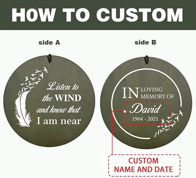 ASTARIN Memorial Angel 36" Wind Chimes, Personalized Name Sympathy Wind Chime, in Memory of Loss Mom Loved One, Large Deep Tone Bereavement Windchimes for Outdoors Outside(Produced in USA)