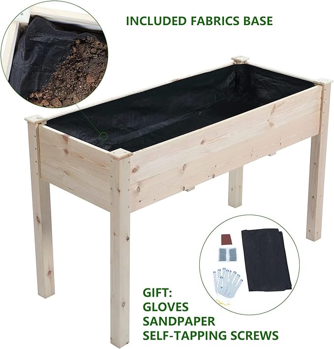 TMEE 4FT Raised Garden Bed with Legs, Elevated Garden Box for Vegetable, Flower, Herb, Wood Planter Load Up to 250 Pounds for Gardening in Backyard Patio - Easy Assembly, 30in Height