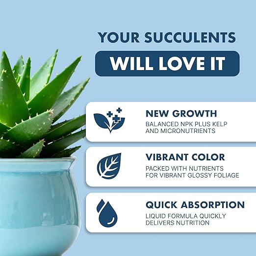 Succulent Plant Food for Succulents, Cactus, Jade and Aloe, Liquid Houseplant Fertilizer 8 oz (250mL)
