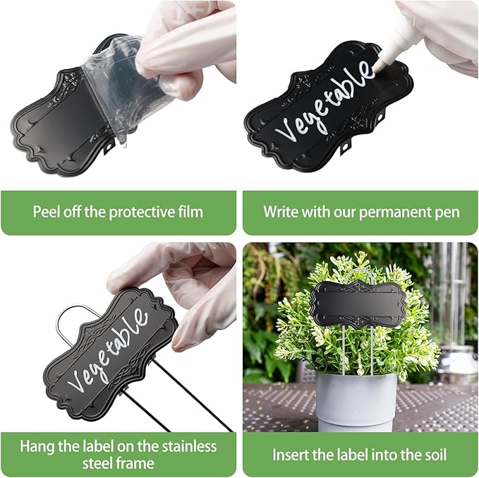 30 Pack Metal Plant Tags,Waterproof Plant Labels Garden Tags for Plants Outdoor with 2 Pens,Larger Area 3.7"X 2" Aluminum Gardening Plant Label Stakes for Flowers Vegetables Herb Seed Greenhouse