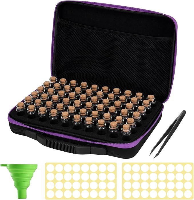 60 Slots Seed Storage Organizer, Garden Seeds Saver Box Gardening Seed Keeper Set Labels Stickers Funnel Tweezer Plant Storage Glass Drift Bottle