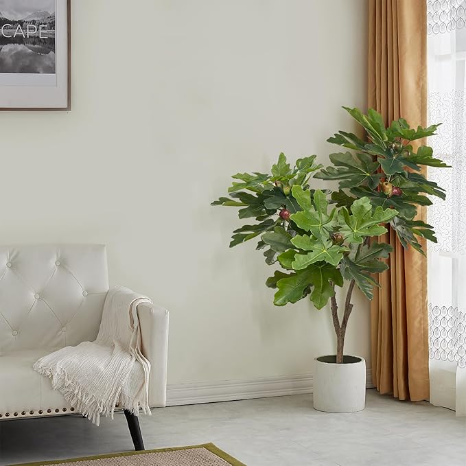 Faux Trees Indoor Living Room Plant Decor Artificial Plants Outdoor Home Decor Fake Tree Office Decor Fiddle Leaf Fig Tree Tall Fake Plant Artificial Greenery 3.9ft Faux Plants Indoor