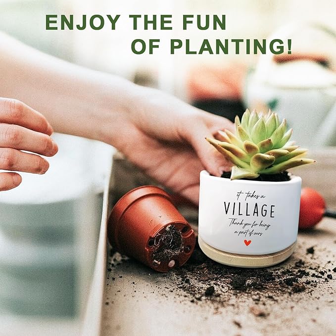 Thank You Appreciation Gifts for Boss Teacher Women, Funny Succulent Planter, Flower Cactus Plant Pot for Indoor Plants, Office Home Windowsill Decor Planter Gift (No Plants)