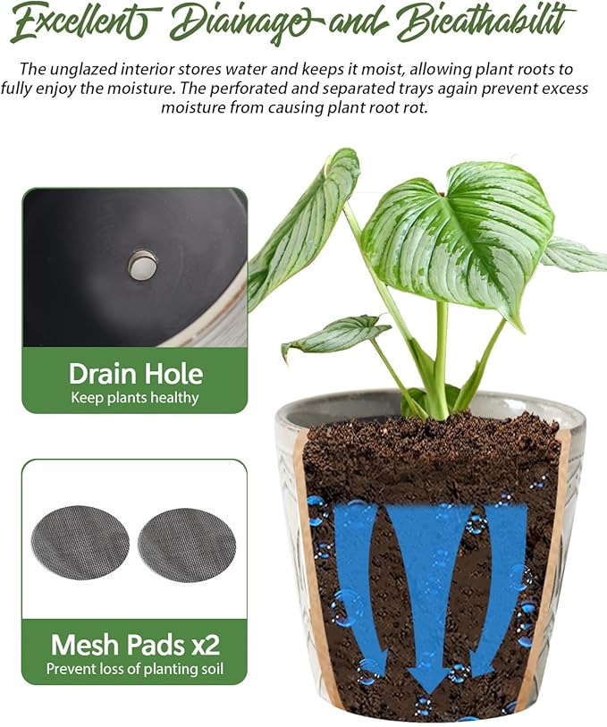Plant Pots, Planters Pots for Indoor Plants 5.5 Inch Ceramic pots for Plant *2, Flower Pots with Drainage, Planters for Indoor Plants, Small Pots for Plant, Cement Gray