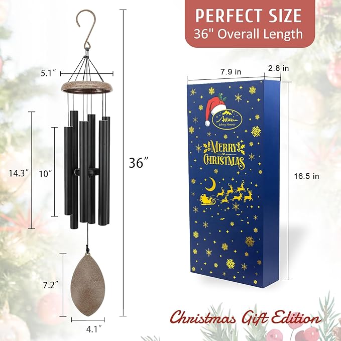 ASTARIN Wind Chimes for Outside, All Metal Tuned Wind Chime Outdoors, Sympathy & Memorial Wind Chimes for Mom Dad, Leaf Design, Box Included