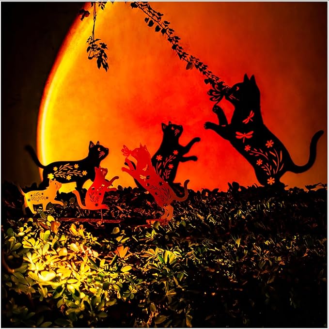 Cat Metal Garden Stakes Decorative Cat Gifts for Women/Men,Black Silhouette Statues for Yard Art,Outdoor Decor,Outside,Patio,Lawn Ornaments,Garden Decorations