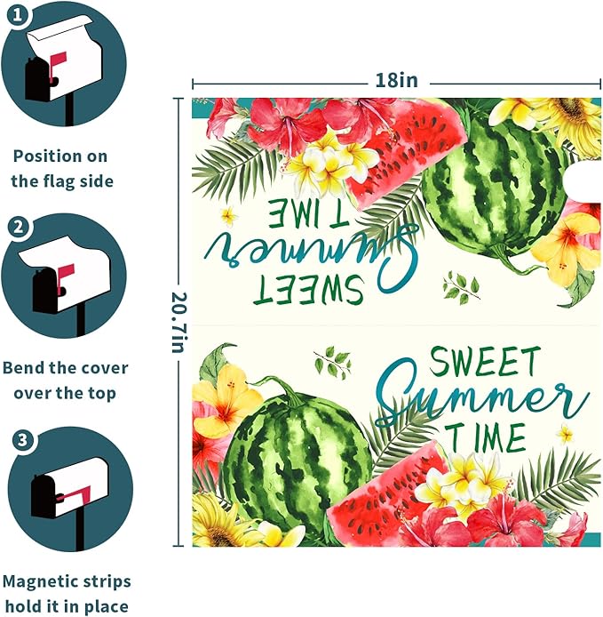 Summer Magnetic Flower Mailbox Covers - Standard Size 18" X 21" Tropical Plant Wraps for Outside Garden Yard Farmhouse Home Outdoor Decoration