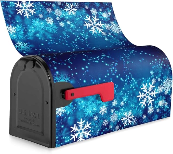 DADABULIU Mailbox Covers Christmas Snowflake Blue Xmas Winter Magnetic Letter Post Box Cover Standard Size 21 x 18 Inch Garden Yard Home Decorative