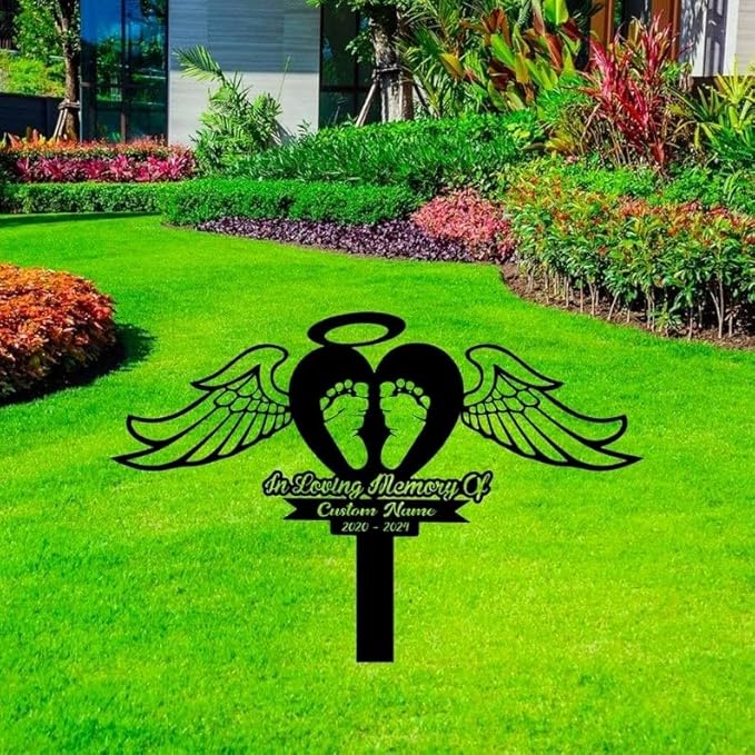 Custom Baby Loss Memorial Metal Stake – Personalized Grave Marker, Cemetery Garden Stake, Yard Outdoor Decor, Remembrance Sign (Baby Loss Memorial)