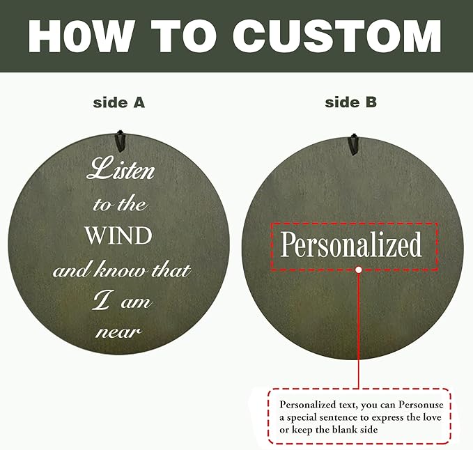 ASTARIN Memorial 36" Wind Chimes, Personalized Name Sympathy Wind Chime, in Memory of Loss Mom Loved One, Large Deep Tone Bereavement Windchimes, Listen to The Wind(Produced in USA)
