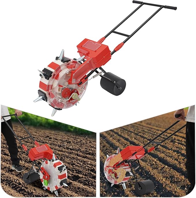 Manual Seeder，Hand-Push Garden Seeder Roller Seeding Row Planter Corn Planter Seeder for Soy Peanut Corn Cotton Soybean,6 Holes