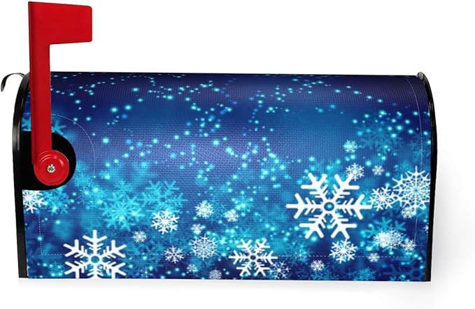 DADABULIU Mailbox Covers Christmas Snowflake Blue Xmas Winter Magnetic Letter Post Box Cover Standard Size 25.5 x 21 Inch Garden Yard Home Decorative