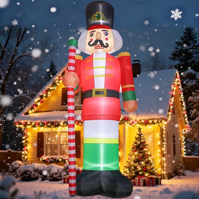 12ft Giant Christmas Inflatables Christmas Inflatables Nutcracker Soldier Giant Blow Up Yard Decorations Christmas Inflatable with Built-in LED Lights Yard Lawn Garden Home Party Decor