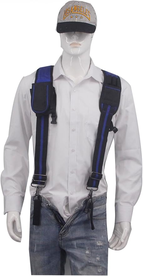 Heavy Duty Tool Belt Suspenders for Men 3 Point Padded Suspenders with Attachment Loops for Men